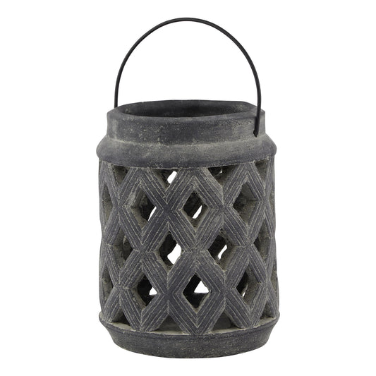 Amalfi Grey Large Lattice Candle Lantern