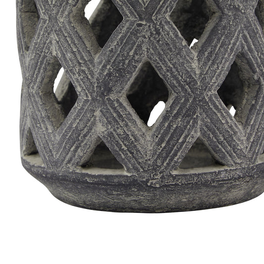 Amalfi Grey Medium Lattice Candle Lantern