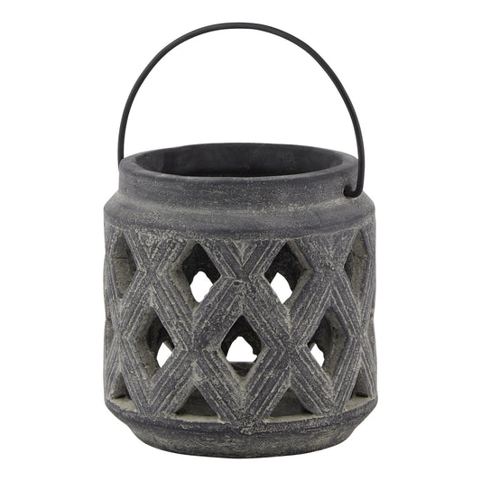 Amalfi Grey Medium Lattice Candle Lantern