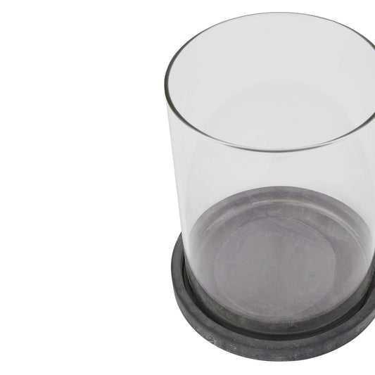 Amalfi Grey Large Ceramic & Glass Hurricane Candle Lantern
