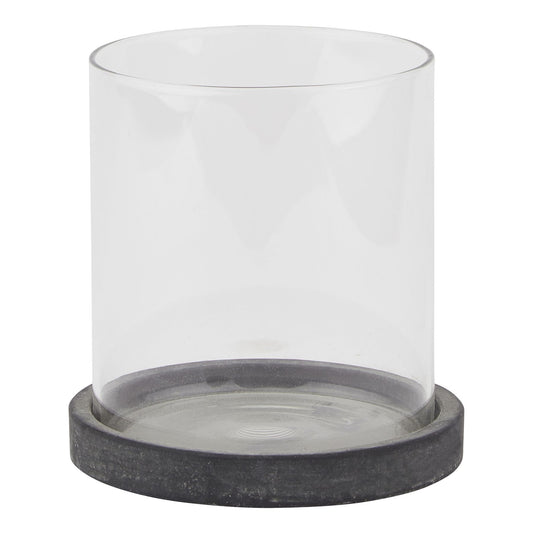 Amalfi Grey Ceramic & Glass Hurricane Candle Lantern