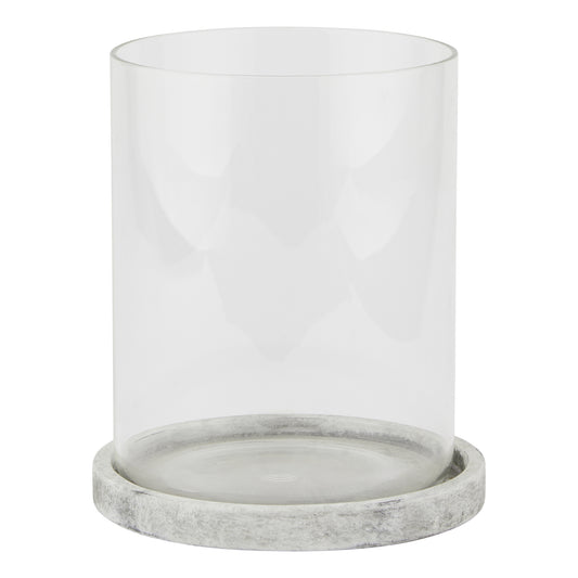 Athena Stone Large Ceramic & Glass Hurricane Candle Lantern
