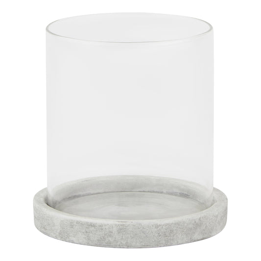 Athena Stone Ceramic & Glass Hurricane Candle Lantern