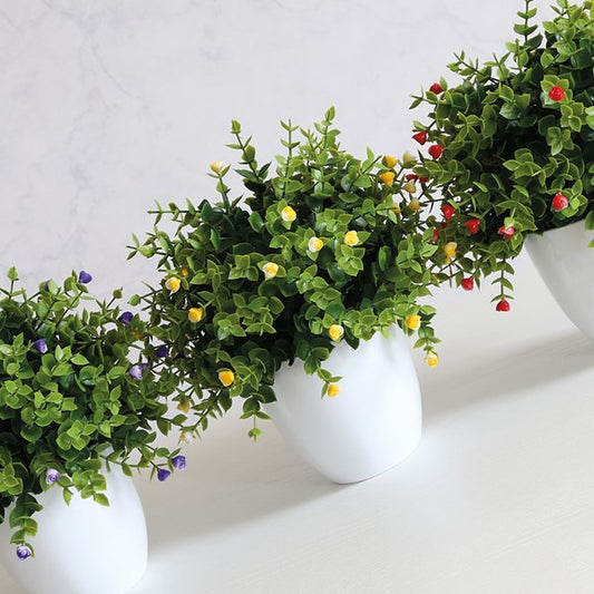 Bonsai Purple Faux Floral In White Pot 30cm