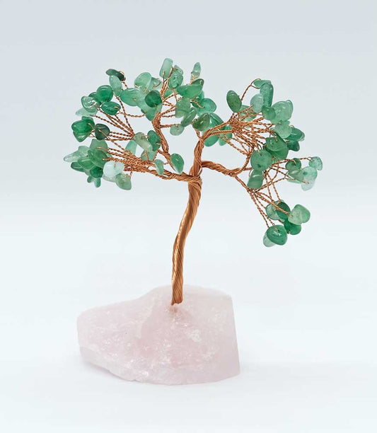 Aventurine Crystal Tree OF Life on Rose Quartz