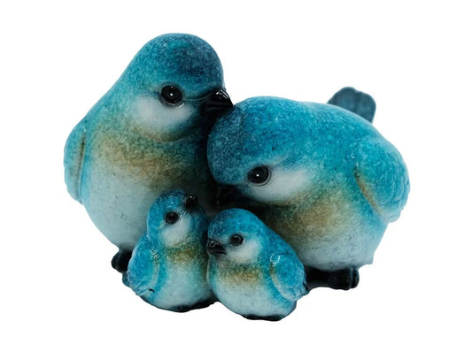 Bird Family Blue Decoration