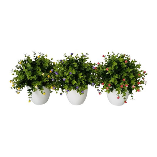 Bonsai Purple Faux Floral In White Pot 30cm